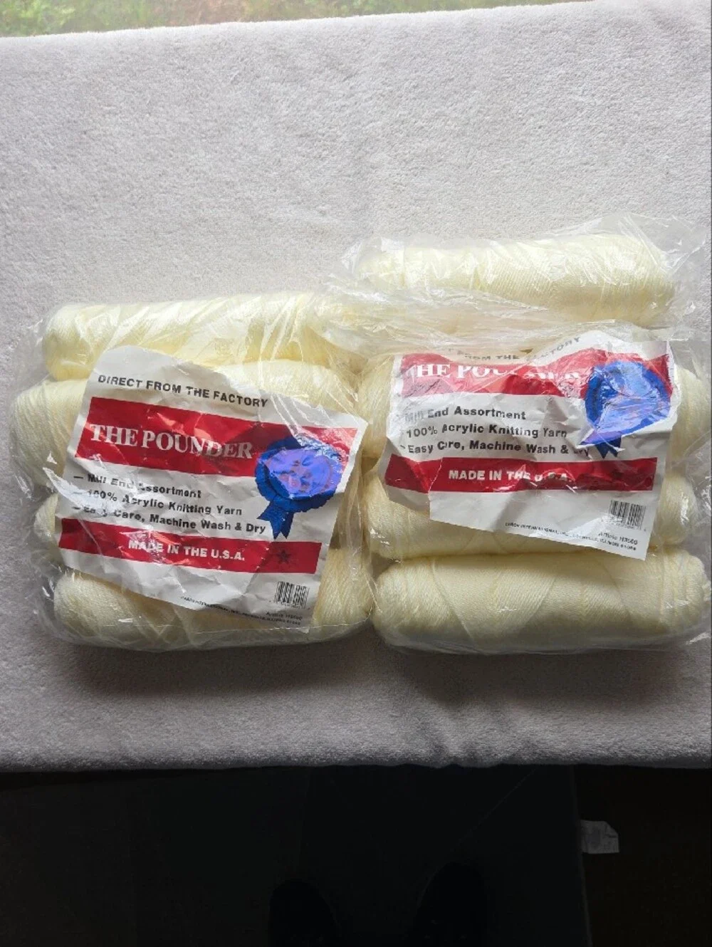The Pounder, Mill End Assortment, Acrylic Knitting Yarn - Cream (6-Pack)